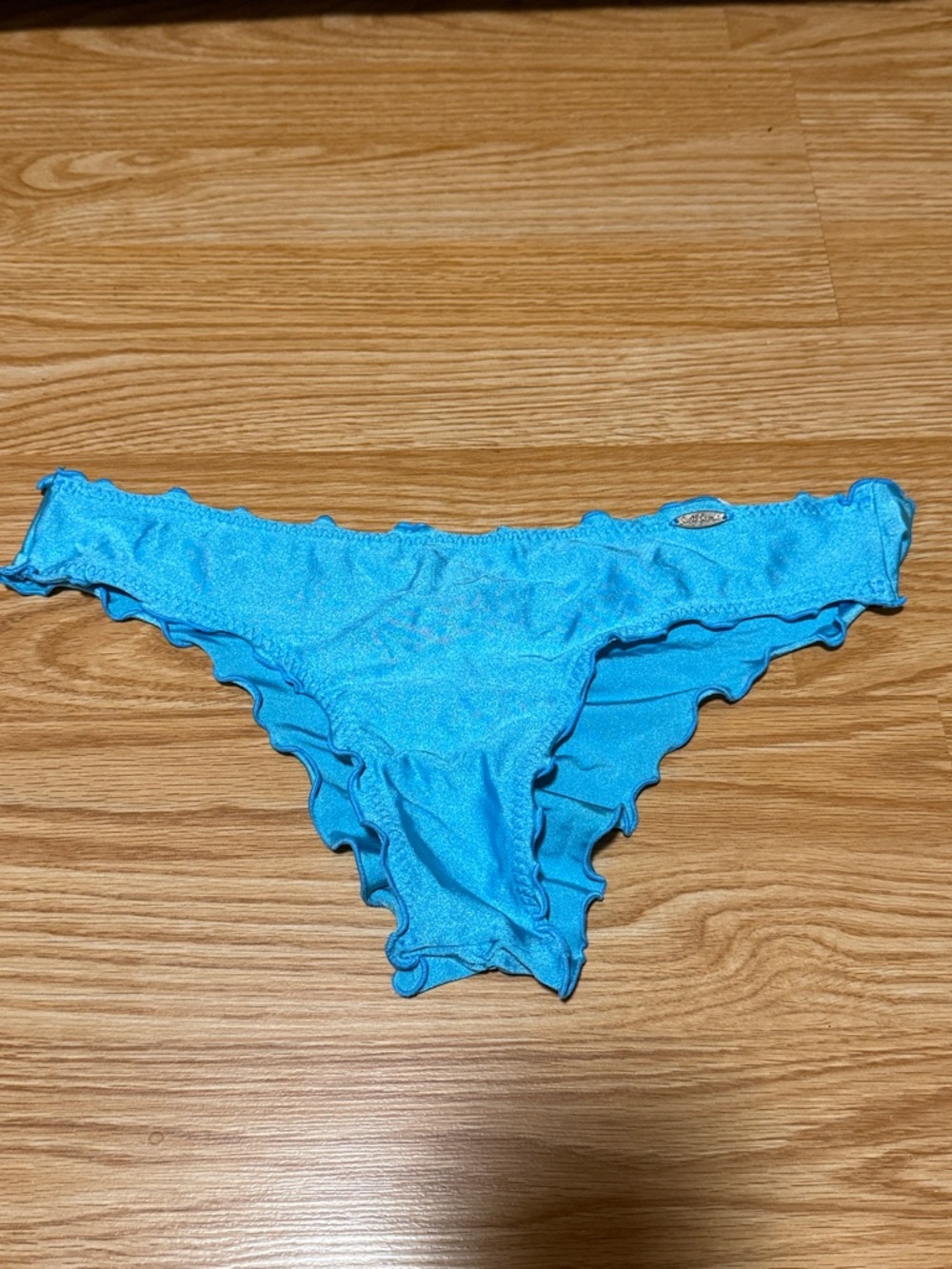 Luli Fama Shimmery Turquoise Ruffle Bikini Bottom